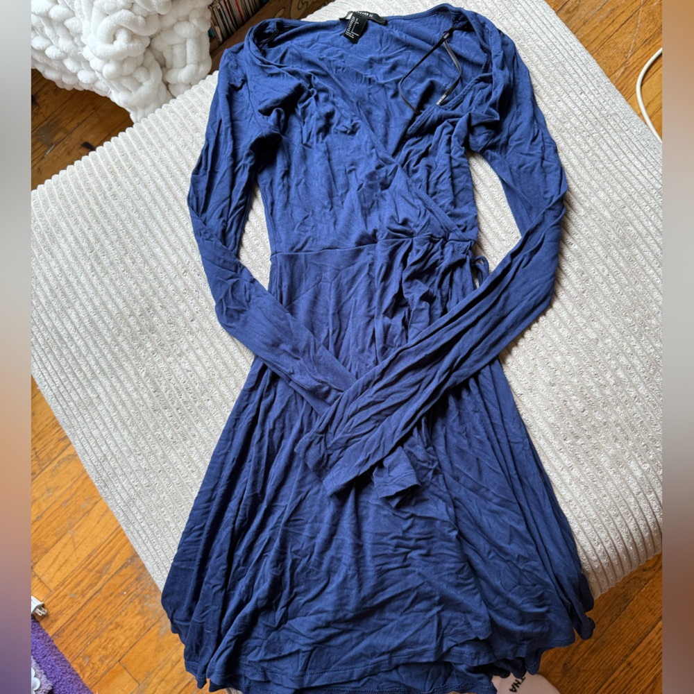 Forever 21 Deep Blue Long Sleeve Dress